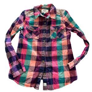 Ruum Multicolor Plaid Flannel Shirt - Girls Size 10
